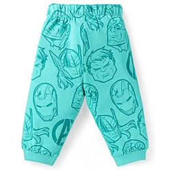 Babyhug Marvel Single Jersey Knit Full Sleeves Night Suit with Avengers Graphics - Mint