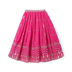 Babyhug Sleeveless Floral Sequenced Embroidered Choli Lehenga & Dupatta Set with Tassel Detailing - Dark Pink