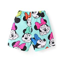 Babyhug Disney Single Jersey Knit Half Sleeves Co-ords Shorts Night Suit with Minnie Mouse Graphics - Turquoise