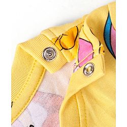 Babyhug Disney Single Jersey Knit Half Sleeves Co-ords Shorts Night Suit with Winnie & Friends Graphics - Yellow