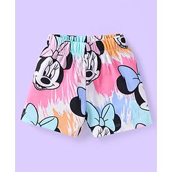 Babyhug Disney Single Jersey Knit Half Sleeves Shorts Night Suit with Minnie Mouse Print - White