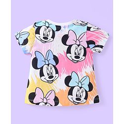 Babyhug Disney Single Jersey Knit Half Sleeves Shorts Night Suit with Minnie Mouse Print - White