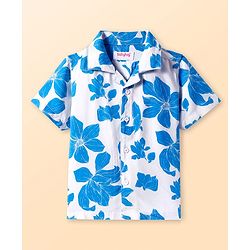 Babyhug Viscose Woven Half Sleeves Shirt with Floral Print - White
