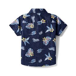 Babyhug Cotton Woven Half  Sleeves Shirt with Floral Print - Navy Blue