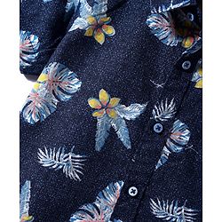 Babyhug Cotton Woven Half  Sleeves Shirt with Floral Print - Navy Blue