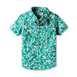 Babyhug Cotton Woven Half Sleeves Shirt With Floral Print - Green