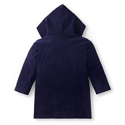 Babyhug Velour Knit Full Sleeves Bath Robe With Shark Embroidery - Navy Blue