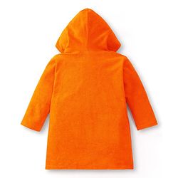 Babyhug Velour Knit Full Sleeves Bath Robe With Bear Embroidery - Orange