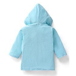 Babyhug Velour Knit Full Sleeves Hooded Bath Robe With Tiger Embroidery - Sky Blue