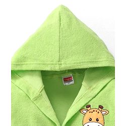 Babyhug Terry Knit Full Sleeves Hooded Bath Robe with Giraffe Patch - Green