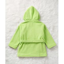 Babyhug Terry Knit Full Sleeves Hooded Bath Robe with Giraffe Patch - Green