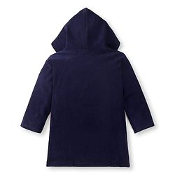 Babyhug Velour Knit Full Sleeves Bath Robe With Let's Travel Print - Navy Blue