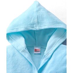 Babyhug Velour Knit Full Sleeves Hooded Bath Robe with Cherry Embroidery - Light Blue