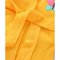 Babyhug Terry Knit Full Sleeves Hooded Bath Robe with Butterfly Embroidery - Yellow