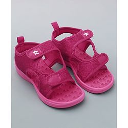 Cute Walk by Babyhug Sandals with Velcro Closure - Dark Pink