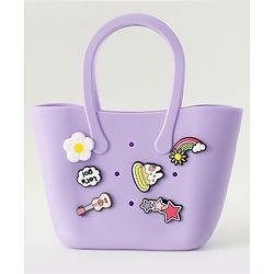 Babyhug Hand Bag With Floral & Stars Applique Free Size - Purple