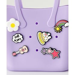 Babyhug Hand Bag With Floral & Stars Applique Free Size - Purple
