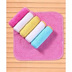 Babyhug 100% Cotton Terry Knit Solid Wash Cloths L 25 x B 25 cm Pack of 6 - Multicolor