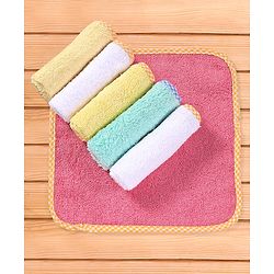 Babyhug Terry Knit Solid Wash Cloths Pack of 6 L 25 x B 25 cm - Multicolor