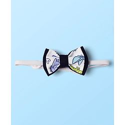 Babyhug Knit Full Sleeves Dino Printed Shirt & Pant with Bow & Suspender - Navy Blue & White