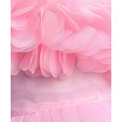 Babyhug Woven Sleeveless Mesh Fit And Flare One Shoulder Party Dress - Pink