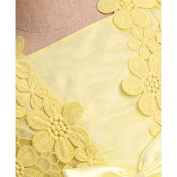 Babyhug Woven Sleeveless Fit & Flare Party Dress with Lace & Bow Applique - Yellow