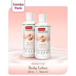 Babyhug Advanced Sensitive Peach Milk Body Lotion Extra Nourishing Formula For Sensitive Baby Skin Pack of 2 - 50 ml each