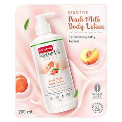 Babyhug Advanced Sensitive Peach Milk Body Lotion Extra Nourishing Formula For Sensitive Baby Skin Pack of 2 - 200 ml each
