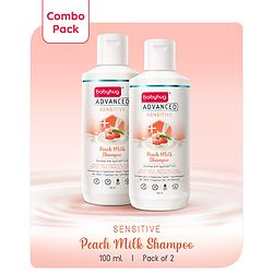 Babyhug Advanced Sensitive Peach Milk Shampoo No Tear Formula Suitable For Newborn Baby Pack of 2 - 100 ml each