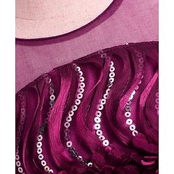 Babyhug Woven Sleeveless Dress With Sequin Detailing and Floral Applique - Wine