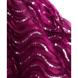Babyhug Woven Sleeveless Dress With Sequin Detailing and Floral Applique - Wine