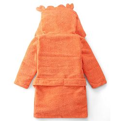 Babyhug Velour Knit Full Sleeves Bath Robe With Lobster Embroidery - Orange