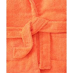 Babyhug Velour Knit Full Sleeves Bath Robe With Lobster Embroidery - Orange