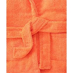 Babyhug Velour Knit Full Sleeves Bath Robe With Lobster Embroidery - Orange