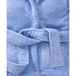 Babyhug Velour Knit Full Sleeves Bath Robe With Shark Embroidery - Blue