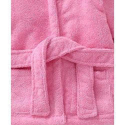 Babyhug Microfiber Terry Knit Full Sleeves Hooded Bath Robe With Bunny Ears Applique Embroidery - Pink