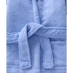 Babyhug Velour Knit Full Sleeves Microfiber Hooded Bath Robe With Prince Embroidery - Blue