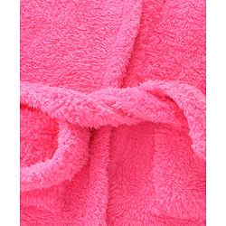 Babyhug Terry Knit Full Sleeves Hooded Bath Robe With Cat Embroidery - Dark Pink
