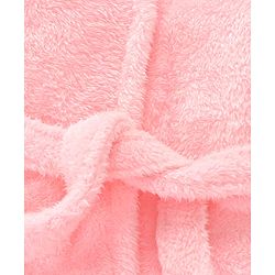 Babyhug Velour Knit Full Sleeves Hooded Bath Robe With Bear Embroidery - Pink
