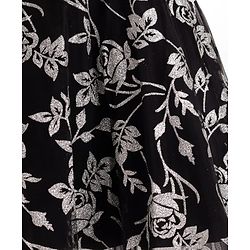 Babyhug Woven Frill Sleeves Party Dress With Floral Glitter Print - Black