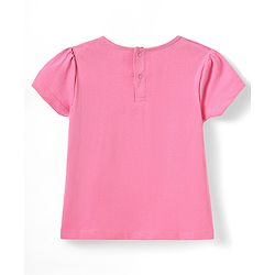 Babyhug Cotton Woven Frock & Half Sleeves Inner Tee With Floral Embroidery - Blue & Pink
