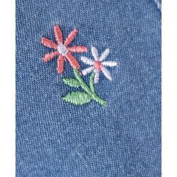 Babyhug Cotton Woven Frock & Half Sleeves Inner Tee With Floral Embroidery - Blue & Pink