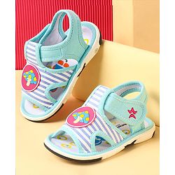 Cute Walk by Babyhug Sandals with Velcro Closure & Mushroom Applique - Aqua Blue
