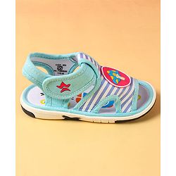 Cute Walk by Babyhug Sandals with Velcro Closure & Mushroom Applique - Aqua Blue