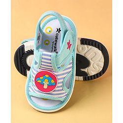 Cute Walk by Babyhug Sandals with Velcro Closure & Mushroom Applique - Aqua Blue
