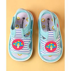 Cute Walk by Babyhug Sandals with Velcro Closure & Mushroom Applique - Aqua Blue
