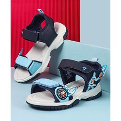 Cute Walk by Babyhug Velcro Closure Sandals with Basketball Design - Navy Blue