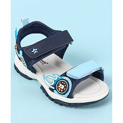 Cute Walk by Babyhug Velcro Closure Sandals with Basketball Design - Navy Blue