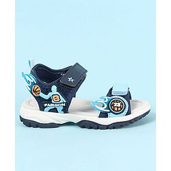 Cute Walk by Babyhug Velcro Closure Sandals with Basketball Design - Navy Blue