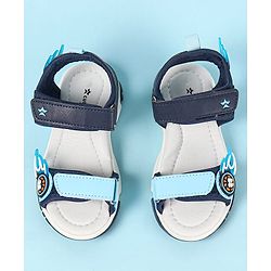 Cute Walk by Babyhug Velcro Closure Sandals with Basketball Design - Navy Blue